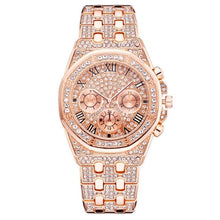 Load image into Gallery viewer, Relogio Masculino Luxury Full Diamond Gold Stainless Steel Quartz Wristwatch