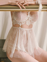 Load image into Gallery viewer, Sexy Lingerie Female Winter Water Soluble Floating Flower Eyelash Lace Perspective Temptation Sling Nightgown Sleepwear