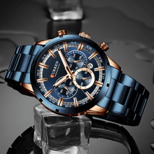 Load image into Gallery viewer, Curran Luxury Sports Quartz Men's Watch - Full Steel Waterproof Chronograph Wristwatch - Theshinemart