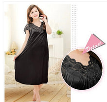 Load image into Gallery viewer, Women Black Lace Sexy Nightdress Girls Plus Size Bathrobe Large Size Sleepwear Nightgown Y02-2