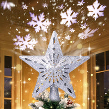 Load image into Gallery viewer, Christmas Tree Top Light Star with LED Projector Lights for Christmas Holiday Party Decoration-Silver