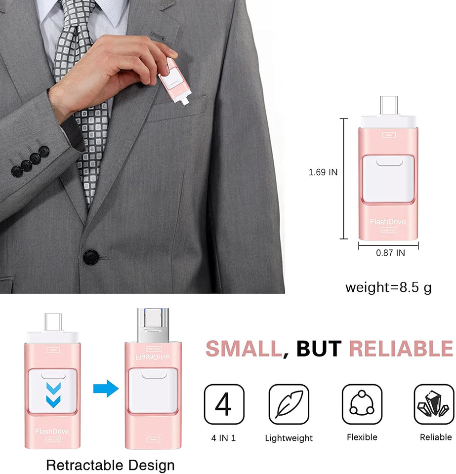 4 in 1 Photo Stick - USB Drive for iPhone iPad Android Mobiles