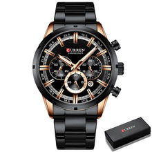 Load image into Gallery viewer, Curran Luxury Sports Quartz Men's Watch - Full Steel Waterproof Chronograph Wristwatch