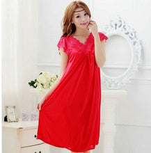 Load image into Gallery viewer, Free Shipping Women White Lace Sexy Nightdress Girls Plus Size Large Size Sleepwear nightgownY02-1