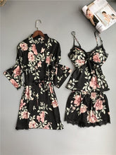Load image into Gallery viewer, Spaghetti Strap Printing Lace Sexy Women Pajamas V-Neck With Pad Female Summer Pajama Set Summer Fashion Female Sleepwear