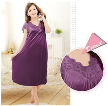Load image into Gallery viewer, Free Shipping Women Lace Sexy Nightdress Girls Plus Size Bathrobe Large Size Sleepwear Nightgown Y02-3