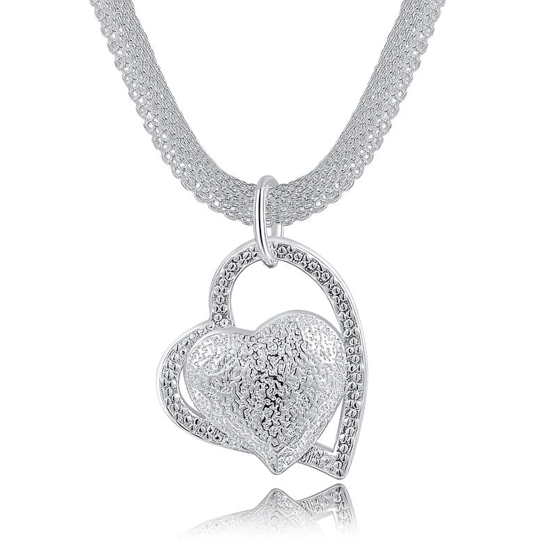 Doteffil Double Heart Necklace - 925 Sterling Silver Zircon Pendant