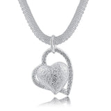 Doteffil Double Heart Necklace - 925 Sterling Silver Zircon Pendant
