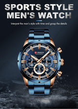 Load image into Gallery viewer, Curran Luxury Sports Quartz Men's Watch - Full Steel Waterproof Chronograph Wristwatch - Theshinemart