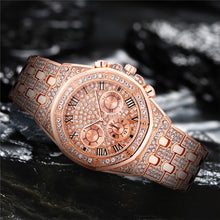 Load image into Gallery viewer, Relogio Masculino Luxury Full Diamond Gold Stainless Steel Quartz Wristwatch