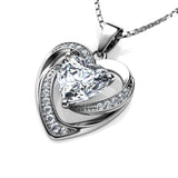White Heart Necklace - 925 Sterling Silver Pendant CZ Crystal
