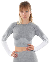 Load image into Gallery viewer, Bocana Seamless Sports Top - Grey & White