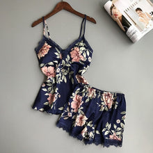 Load image into Gallery viewer, Spaghetti Strap Printing Lace Sexy Women Pajamas V-Neck With Pad Female Summer Pajama Set Summer Fashion Female Sleepwear