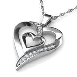 Double Heart Necklace - 925 Sterling Silver Jewellery Pendant
