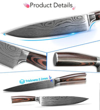 Load image into Gallery viewer, Damascus Kitchen Knife Set