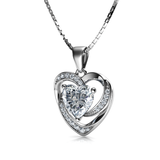White Heart Necklace - 925 Sterling Silver Pendant CZ Crystal