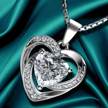 Load image into Gallery viewer, White Heart Necklace - 925 Sterling Silver Pendant CZ Crystal