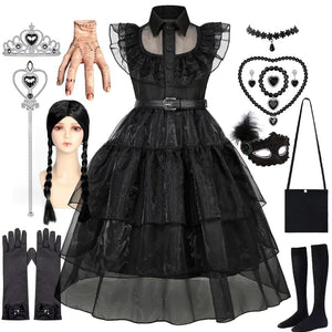 Official Wednesday Addams Costume Kids Black Dress