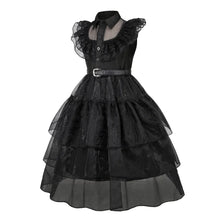 Load image into Gallery viewer, Official Wednesday Addams Costume Kids Black Dress
