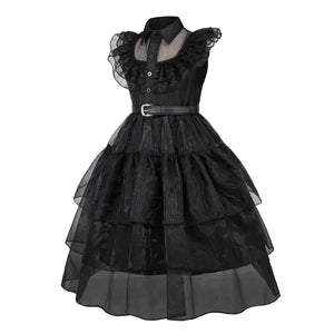 Official Wednesday Addams Costume Kids Black Dress