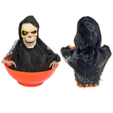 Halloween Skull Fruit Plate Spooky Electric Skeleton Candy Holder