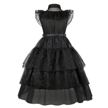 Load image into Gallery viewer, Official Wednesday Addams Costume Kids Black Dress
