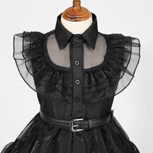 Load image into Gallery viewer, Official Wednesday Addams Costume Kids Black Dress
