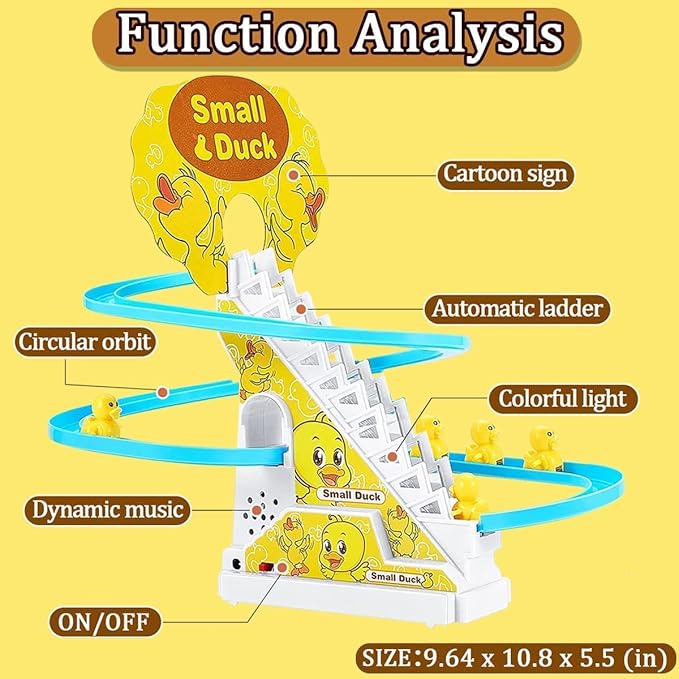 Duck Roller Coaster Climbing Stairs Tracks Slide Toy
