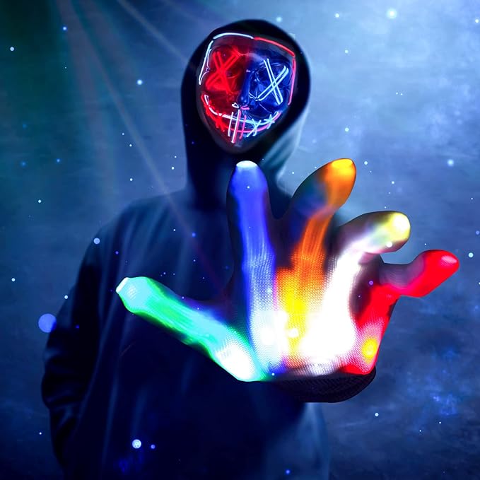 Halloween Party Cosplay LED Purge Mask With Led Gloves