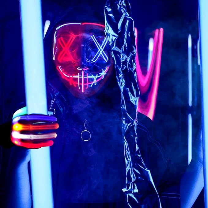Halloween Party Cosplay LED Purge Mask With Led Gloves
