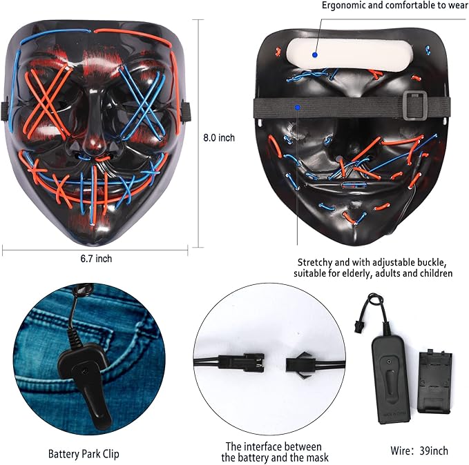 Halloween Party Cosplay LED Purge Mask With Led Gloves