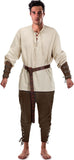 Jiuguva 4 Pcs Halloween Men's Renaissance Costume Set Medieval Pirate Shirt Ankle Banded Pants Viking Belt Accessories