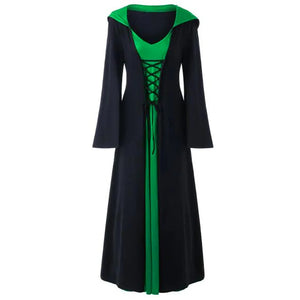 Official Medieval Dress Vampire Witch For Women Lace-up Hooded Cloak Robe