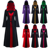 Official Medieval Dress Vampire Witch For Women Lace-up Hooded Cloak Robe