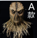 Df Halloween Horror Scarecrow Mask Scary Halloween Props Full Head Latex Mask Cosplay Party Costume Set