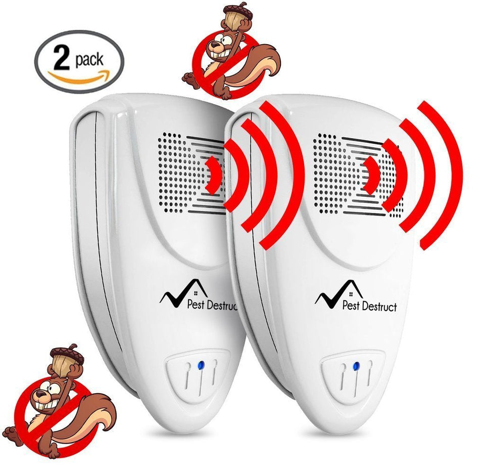 Ultrasonic Squirrel Repeller (2Pack) - Quickly Eliminate Squirrels in 24 Hours - Pest Destruct™