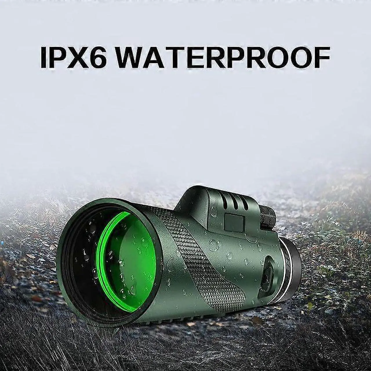 Professional High Grade 4k Monocular with Mobile Holder & Tripod - Military Grade Waterproof Monocular Green