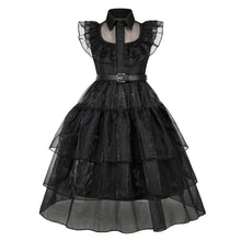 Load image into Gallery viewer, Official Wednesday Addams Costume Kids Black Dress
