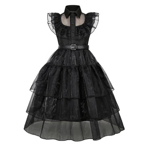 Wednesday Addams Costume Kids Black Dress