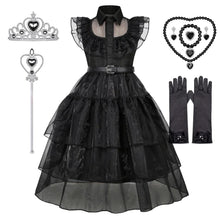 Load image into Gallery viewer, Official Wednesday Addams Costume Kids Black Dress
