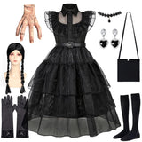 Wednesday Addams Costume Kids Black Dress