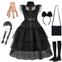 Load image into Gallery viewer, Official Wednesday Addams Costume Kids Black Dress
