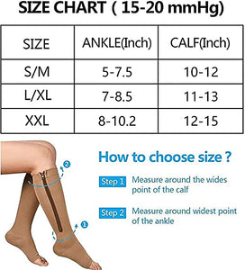 Zipper Compression Socks Open Toe Toeless Compression Socks for Women and Men