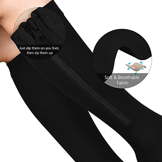 Zipper Compression Socks Open Toe Toeless Compression Socks for Women and Men