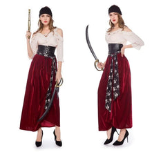 Load image into Gallery viewer, Official Pirate Costume Women Elegant Scarlet Pirate Dress

