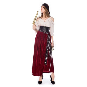 Pirate Costume Women Elegant Scarlet Pirate Dress