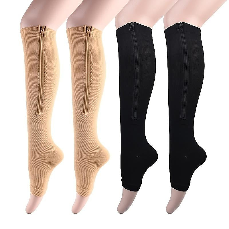 Zipper Compression Socks Open Toe Toeless Compression Socks for Women and Men