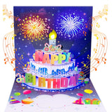 3D Musical Birthday Pop-Up Card with LED Lights, Blow-Out Candle & Free Banner
