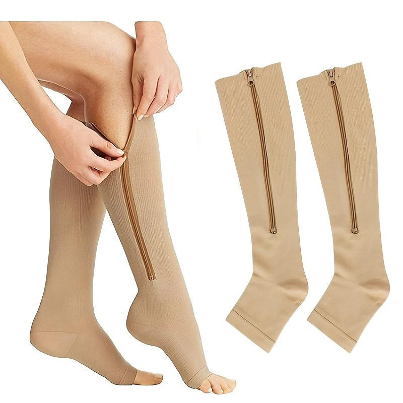 Zipper Compression Socks Open Toe Toeless Compression Socks for Women and Men