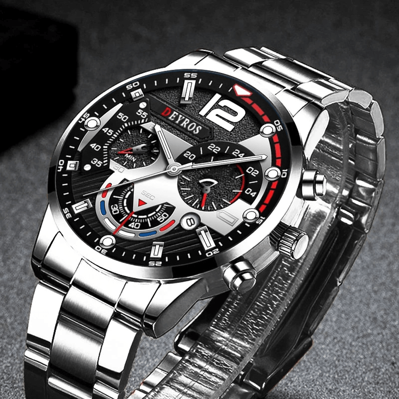 Deyros Luxury Quartz Men's Wristwatch - Full Steel Calendar Luminous Clock Watch - Theshinemart